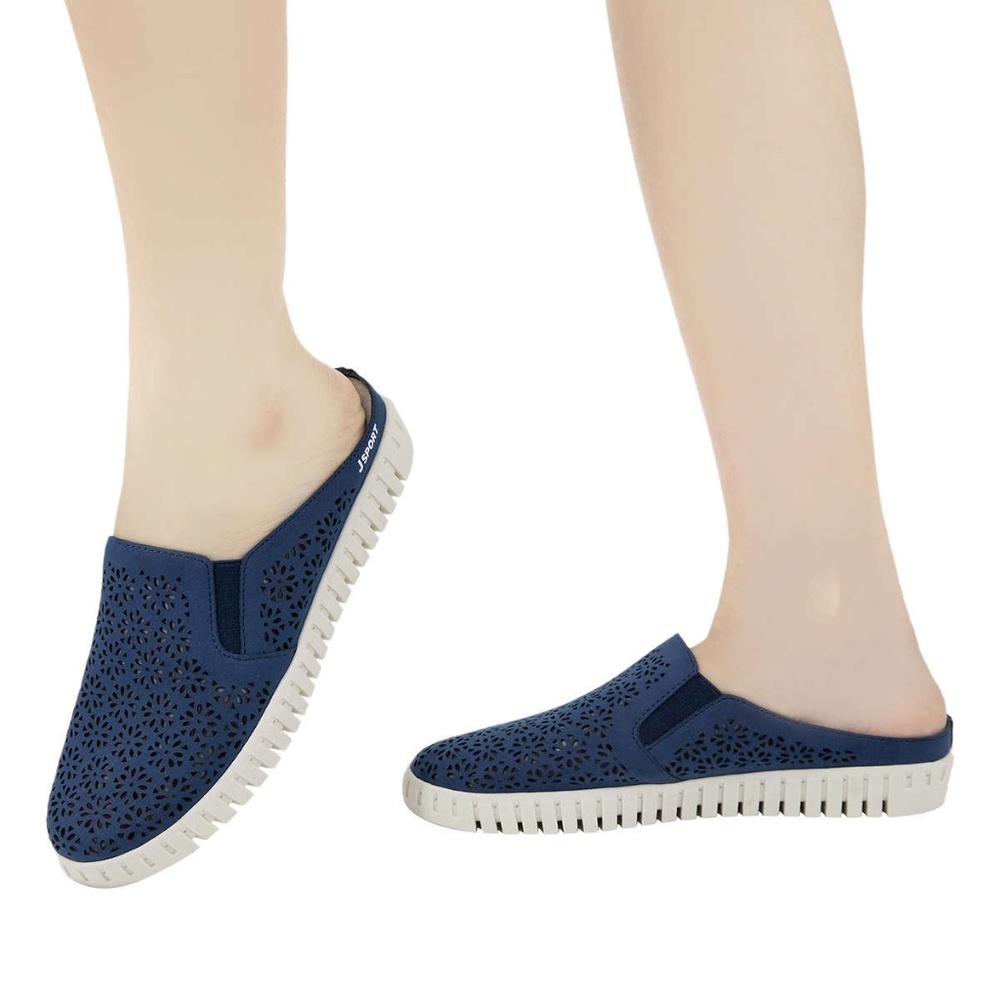 Jsport Ladies' Floral Mule Slip On Contoured Lightweight Shoe NAVY New